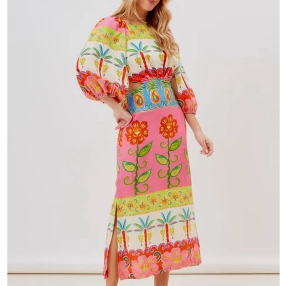 FARM Rio Dresses & Skirts - FARM Rio Vibrant Floral Long Sleeve Dress (Size M)